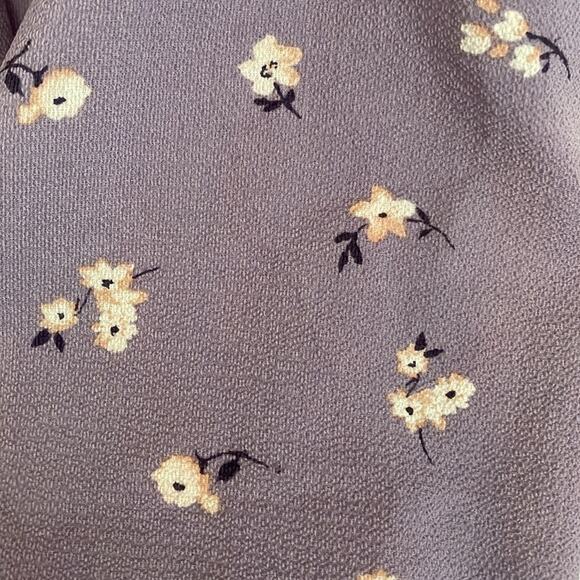 Monteau Small Womens Top Ruffles Purple Light Flowers Tie Bottom Style 28530 - Picture 3 of 8